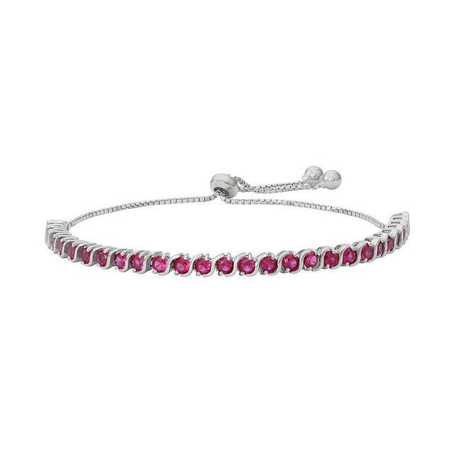 Designs by Gioelli Sterling Silver Lab-Created Ruby S-Link Lariat Bracelet, Womens Red Product Image