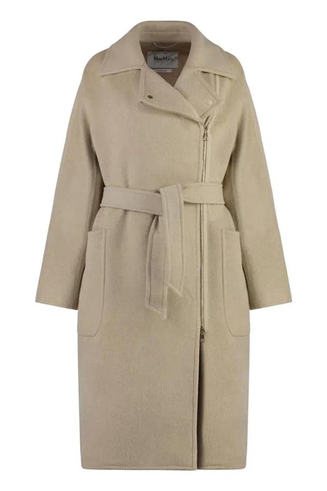 MAX MARA Elegant Wool Jacket With Coordinated Belt In Beige Product Image