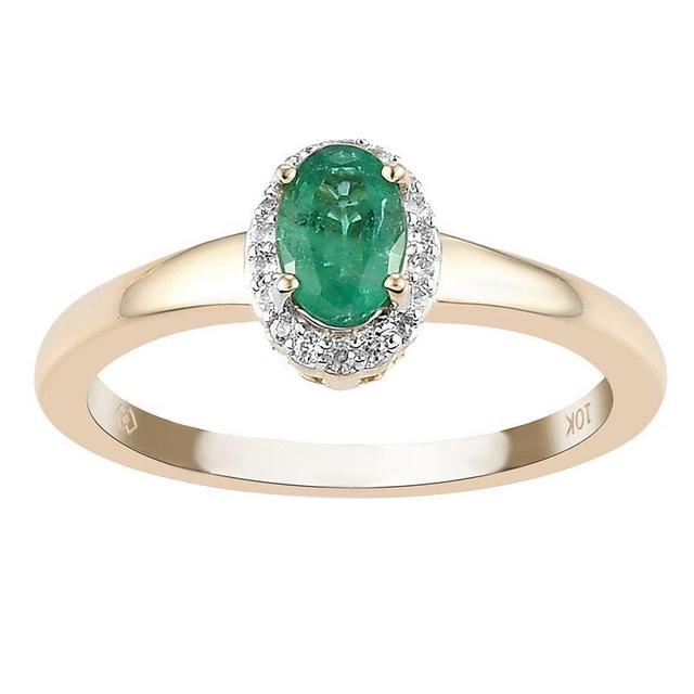 10k Gold Genuine Emerald & White Topaz Accent Ring, Womens Yellow Product Image