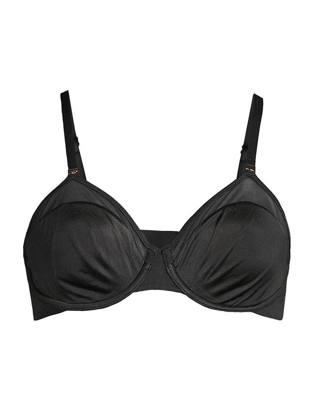 Womens Satin & Mesh Underwire Bra Product Image