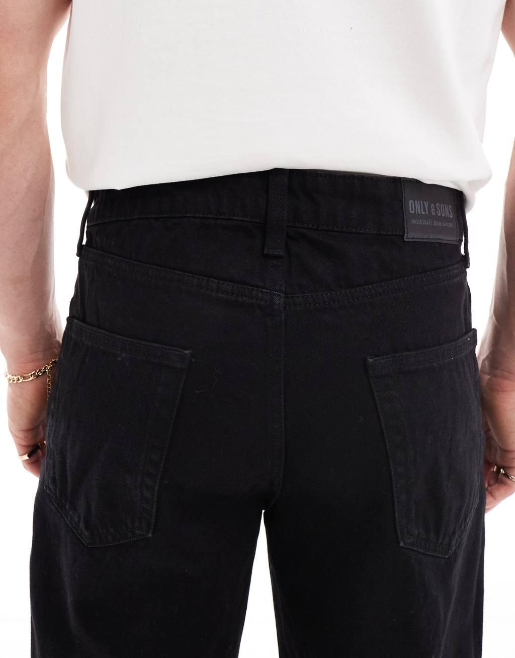 ONLY & SONS Five baggy fit jeans in black Product Image