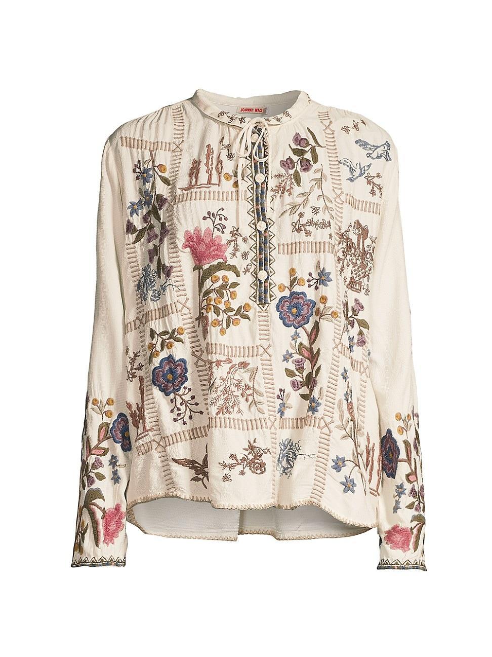 Womens Mabel Floral-Embroidered Blouse Product Image