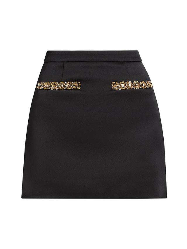 Womens Satin Embellished Miniskirt Product Image