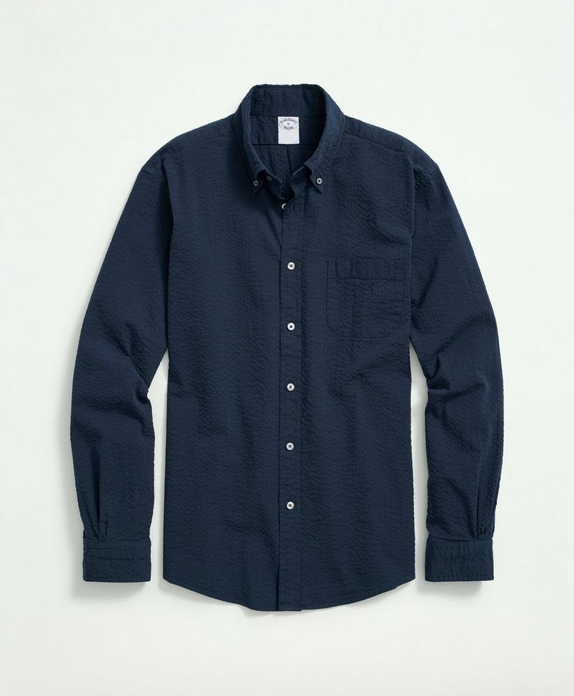 Washed Cotton Seersucker Button-Down Collar Sport Shirt Product Image