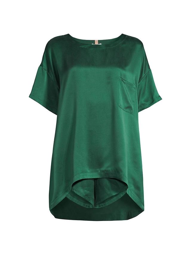 Womens Washable Silk Tee 2-Piece Pajama Set Product Image