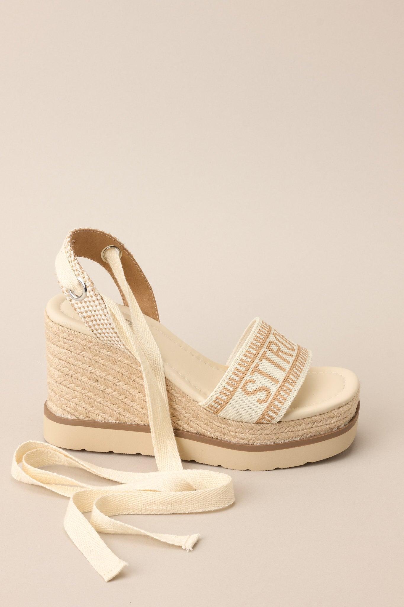 Here Again Tan Espadrille Platform Wedge Sandals Product Image