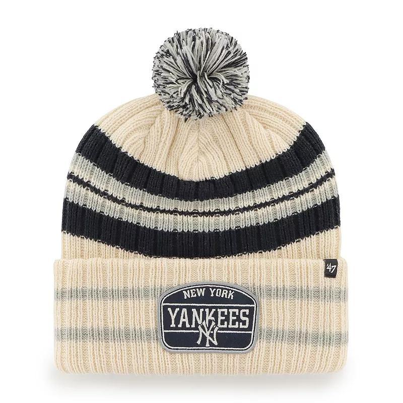 Mens 47 Natural New York Yankees Home Patch Cuffed Knit Hat with Pom Product Image