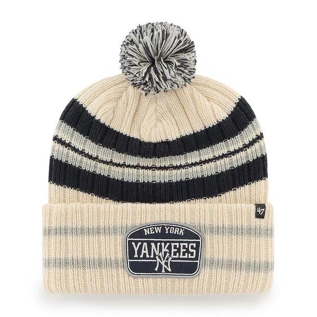 Mens 47 Natural New York Yankees Home Patch Cuffed Knit Hat with Pom Product Image