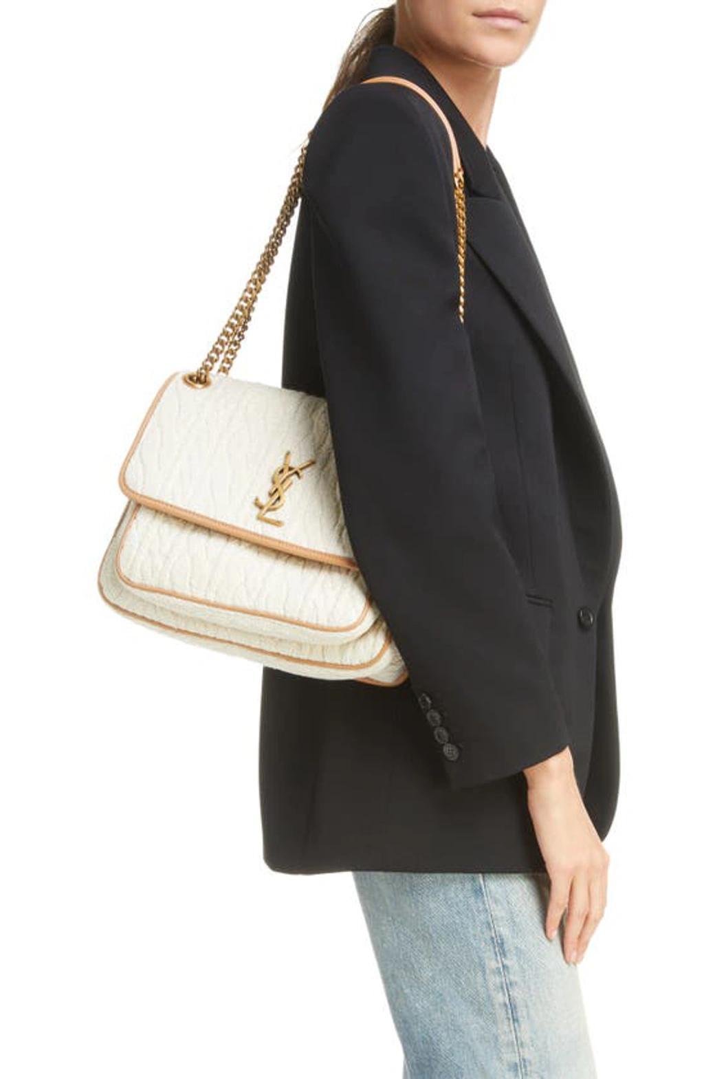 SAINT LAURENT Medium Niki Jacquard Shoulder Bag In Soy Milk Product Image