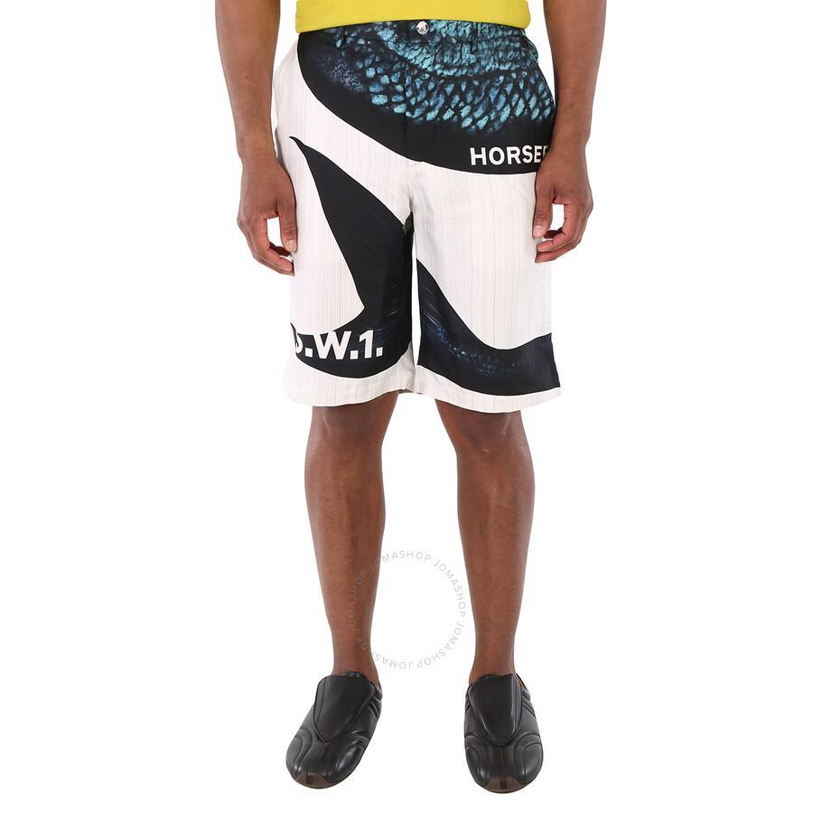 Men's Ink Blue Graphic-print Mulberry Silk Shorts Product Image