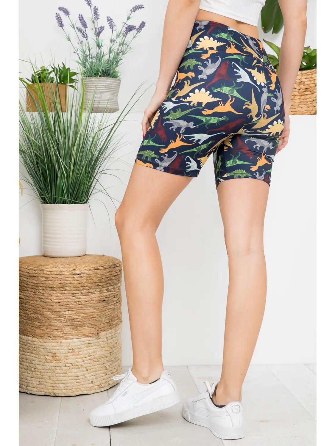 Dinosaur Print Biker Shorts Female Product Image