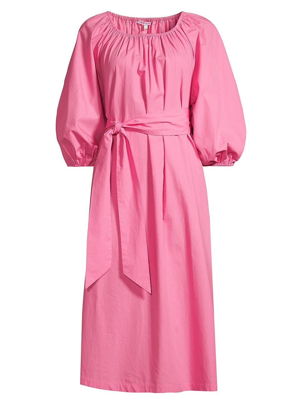 Womens Bliss Poplin Puff-Sleeve Midi-Dress Product Image