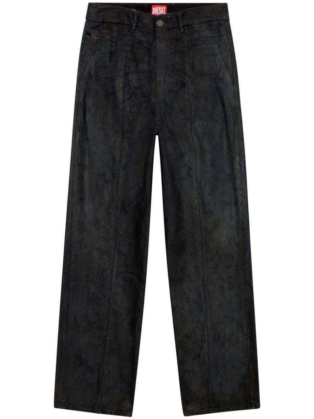 D-chino-work Coated Straight-leg Jeans In Black product image