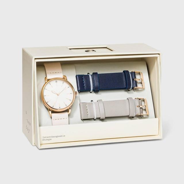 Womens Strap Watch with Changeable Straps - A New Day /Navy/Gray Product Image