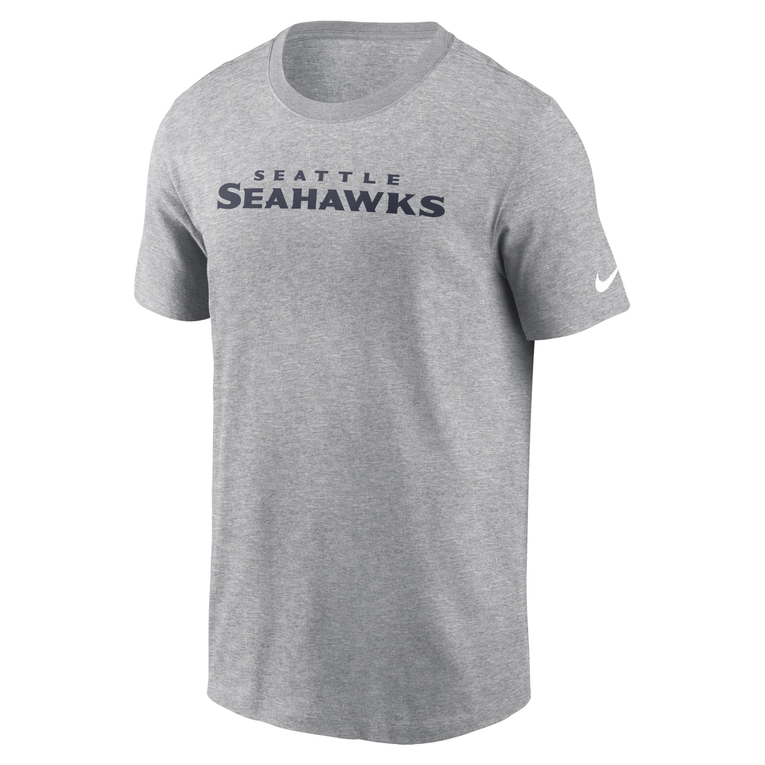 Nike Mens Heather Gray Seattle Seahawks Primetime Wordmark Essential T-Shirt Product Image