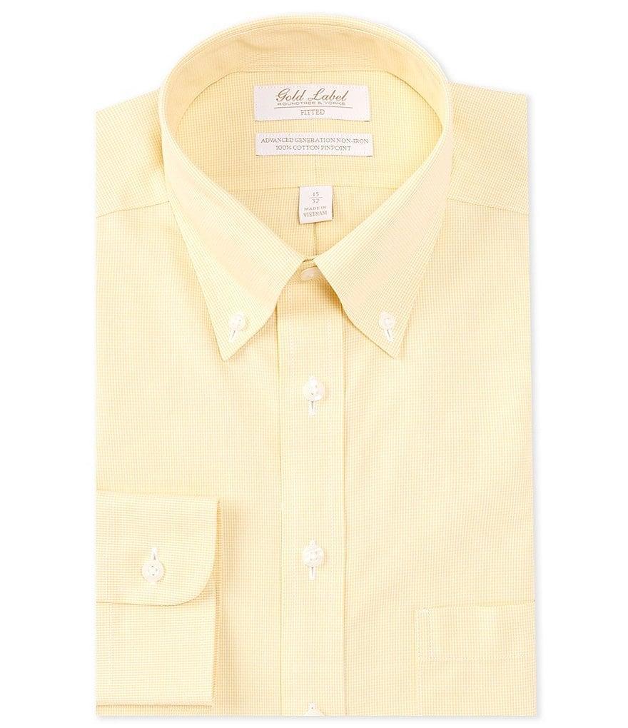 Gold Label Roundtree & Yorke Fitted Non-Iron Button Down Collar Houndstooth Dress Shirt Product Image