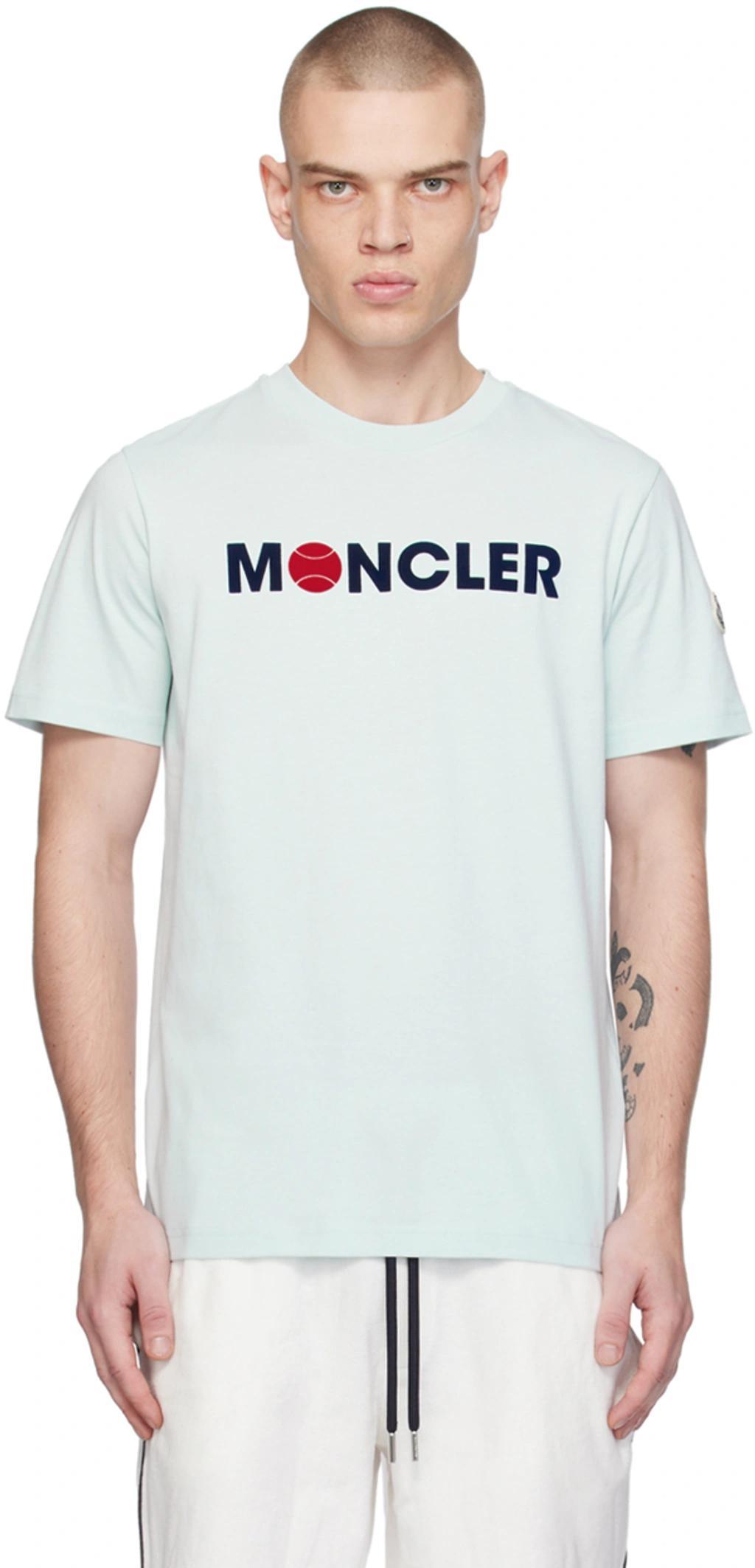 MONCLER Blue Flocked T-shirt Product Image