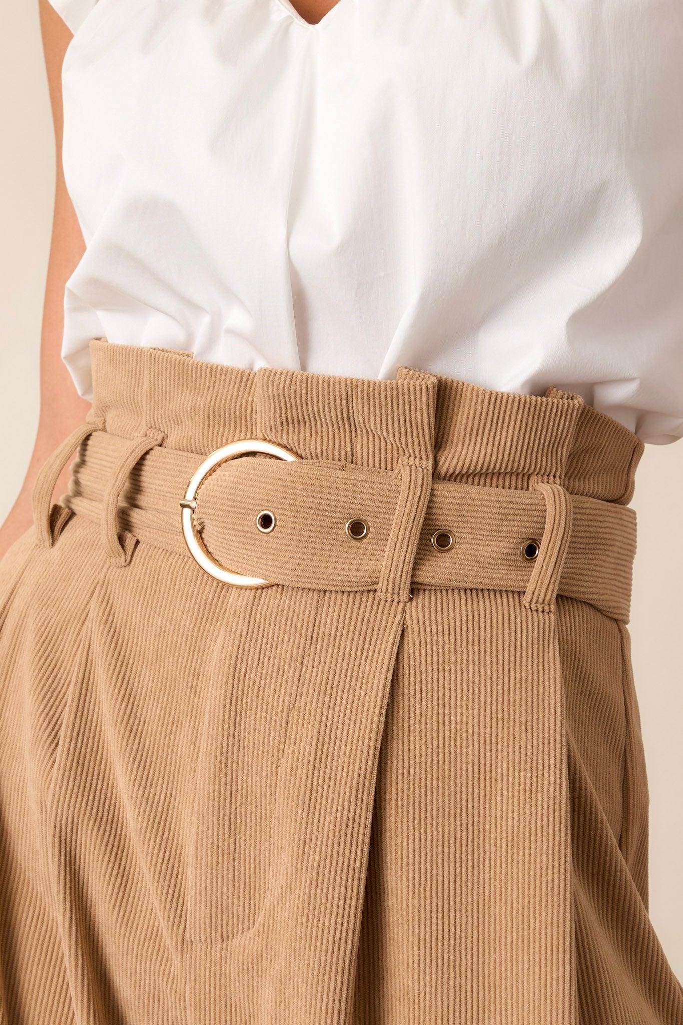 Keeping It Classy Tan Corduroy Pants Product Image