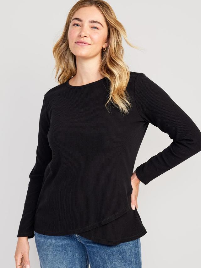 Old Navy Maternity Long Sleeve Wrap Front T-Shirt - Black Jack - female - Size: XS Product Image