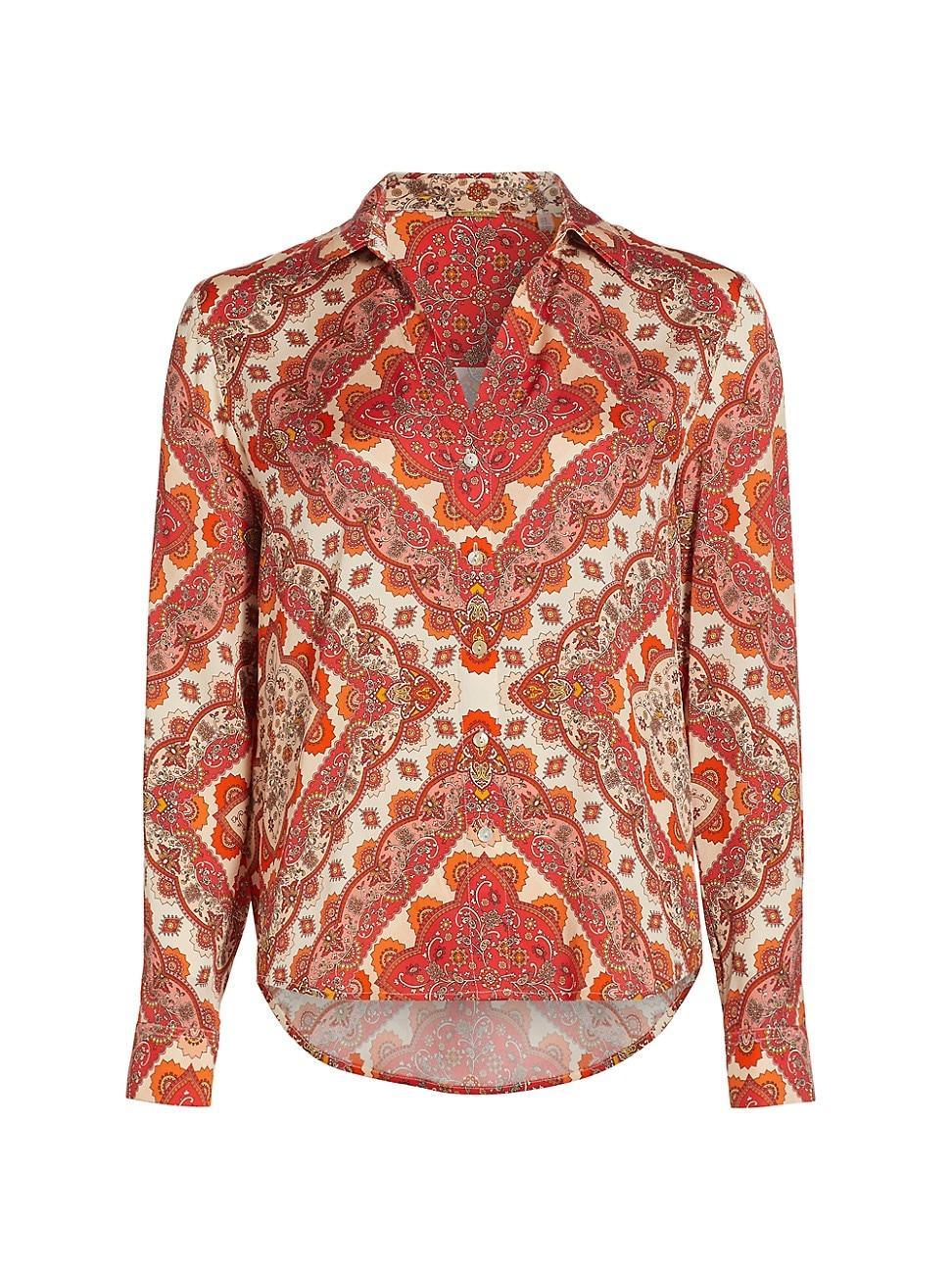 Womens Printed The Madeline Stretch Silk Blouse Product Image