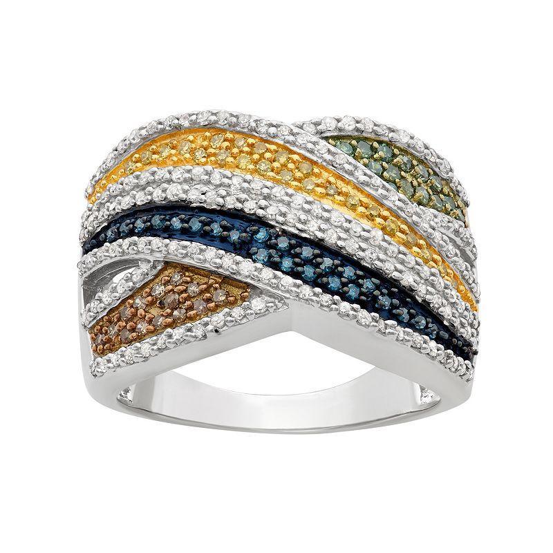 Jewelexcess 1 Carat T.W. Diamond Sterling Silver Crisscross Ring, Womens Multicolor Product Image