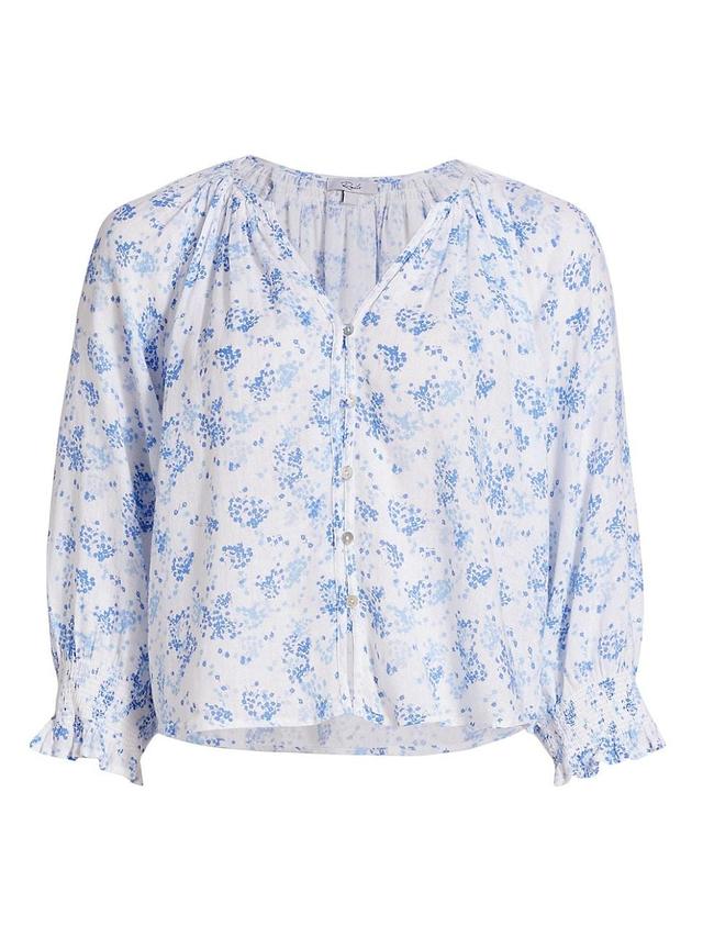 Womens Mariah Linen-Blend Floral Blouse Product Image