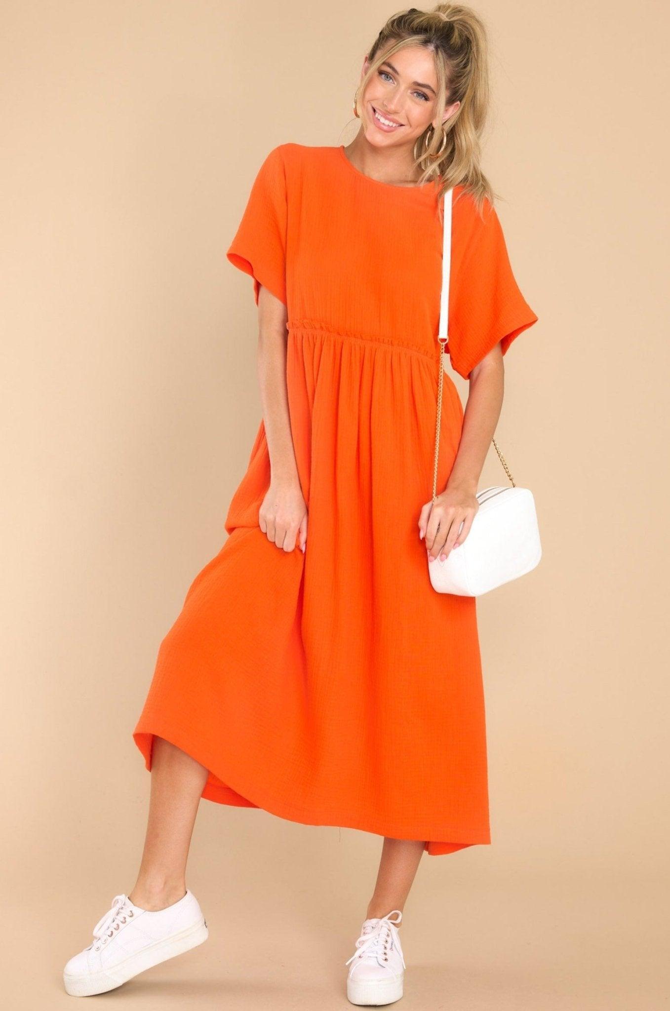 Aura It Was Kismet Flame Midi Dress Orange Product Image