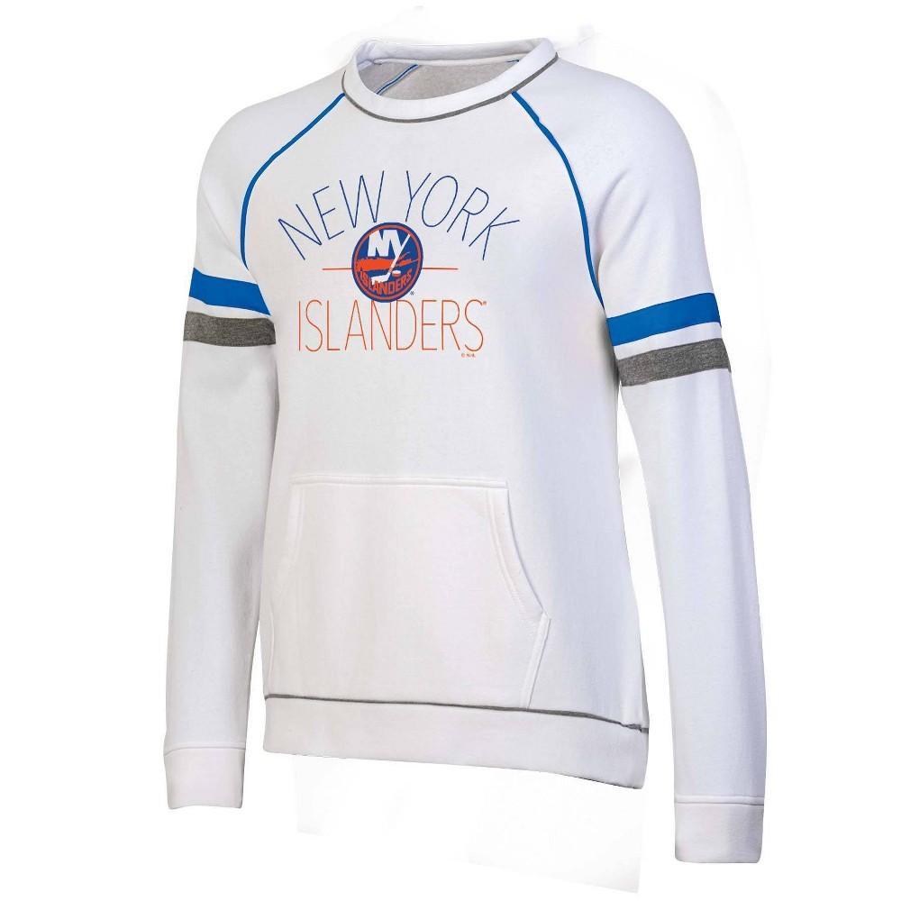 NHL New York Islanders Womens White Long Sleeve Fleece Crew Sweatshirt Product Image