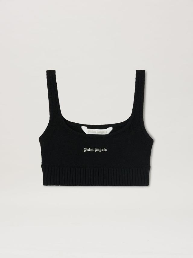 Logo Knit Top in black  - Palm Angels® Official  Product Image