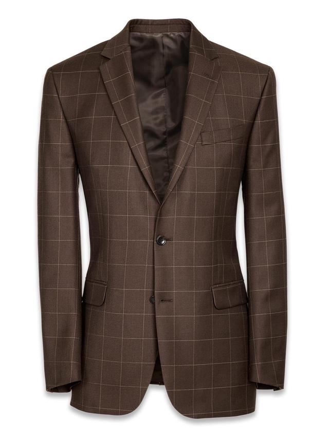 Tailored Fit Wool Essential Wool Notch Lapel Suit Jacket - Brown Product Image