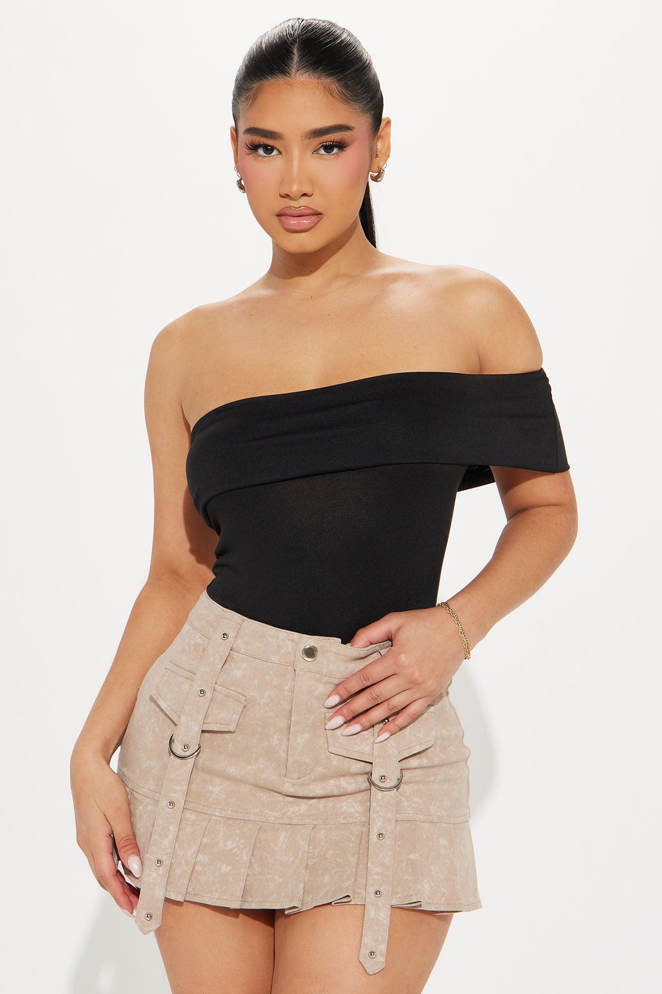 Kendall Off Shoulder Bodysuit - Black Product Image