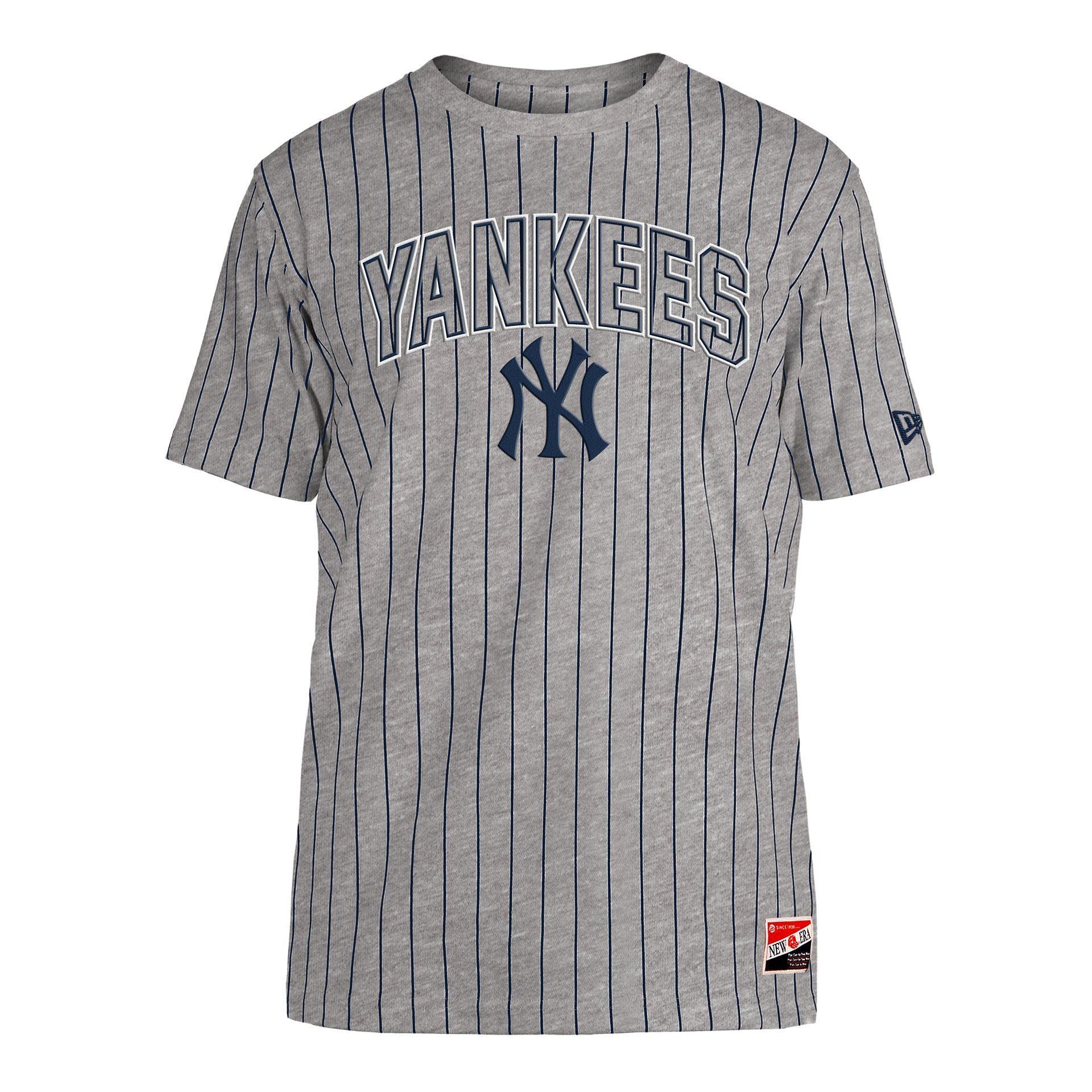 New York Yankees Throwback Gray Pinstripe T-Shirt Male Product Image