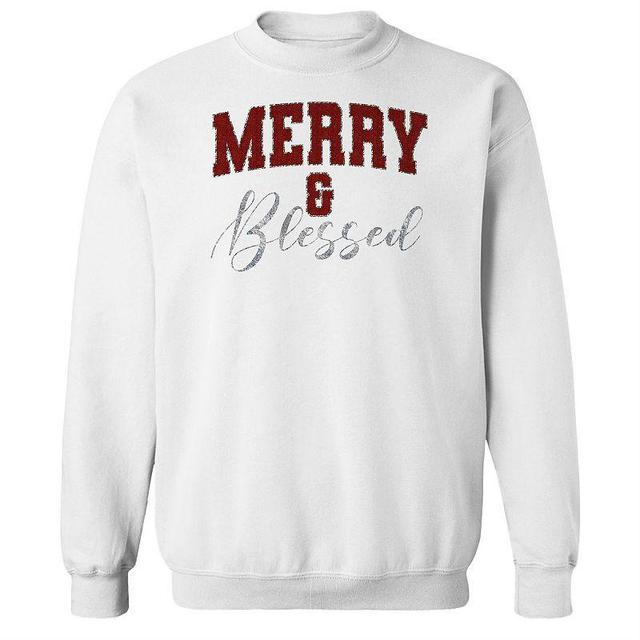 Mens Merry & Blessed Fleece Sweatshirt White Product Image