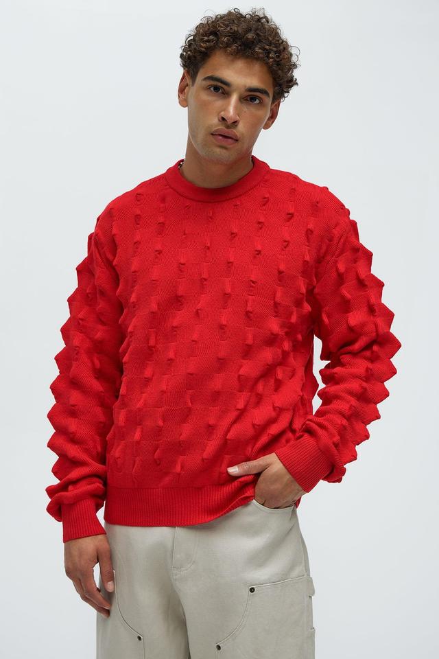 Jaeger Textured Crewneck Sweater - Red Product Image