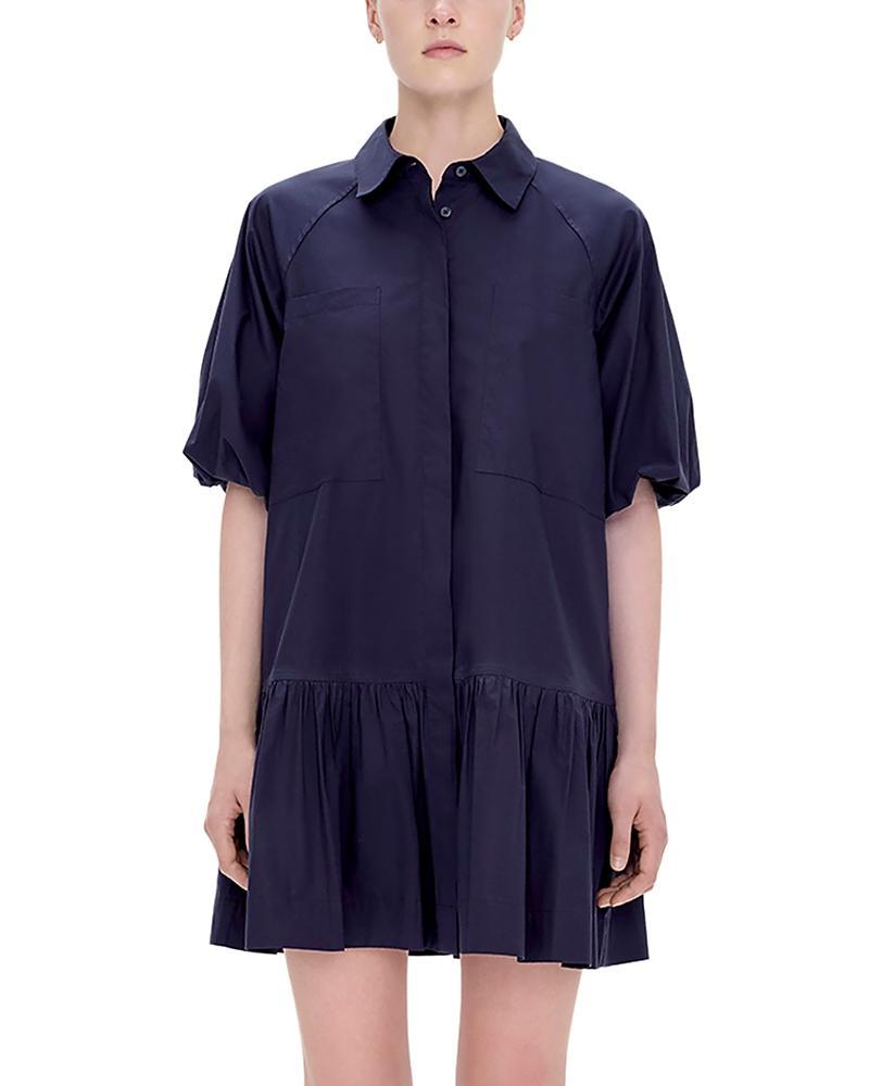 Crissy Puff-Sleeve Cotton Poplin Mini Shirtdress Product Image