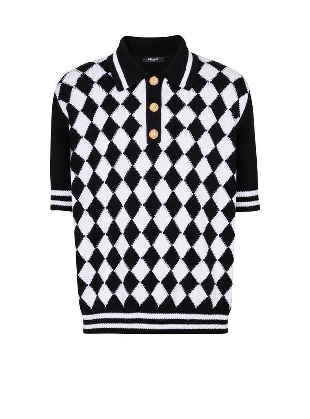 Diamond polo shirt in two-tone cotton Product Image