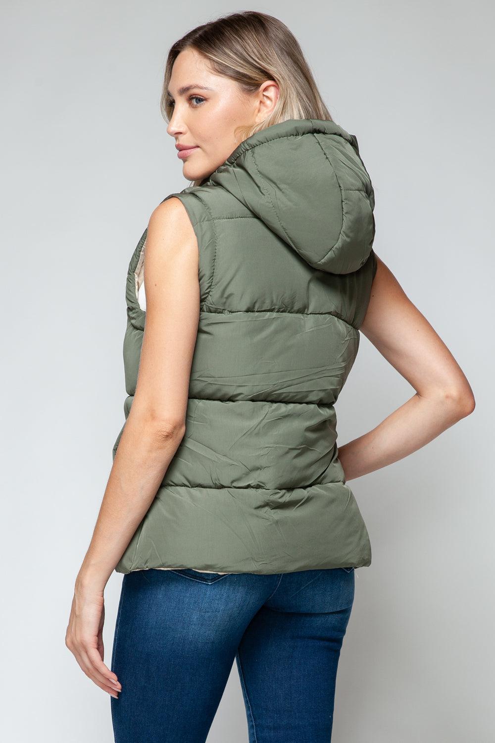 Snobbish Snap and Zip Closure Hooded Vest Product Image