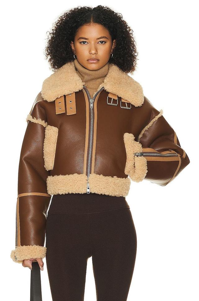 Helsa Cropped Faux Shearling Jacket Size L. Product Image