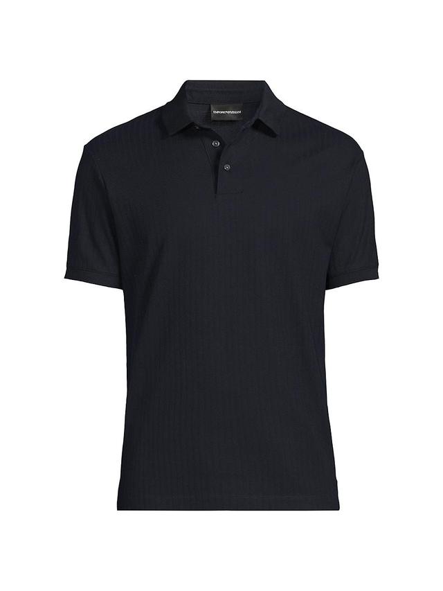 Mens Cotton Textured Stripe Polo Shirt Product Image