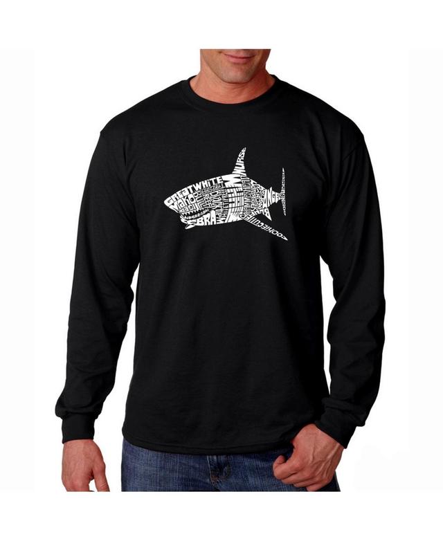 La Pop Art Mens Word Art Long Sleeve T-Shirt- Shark Species Product Image