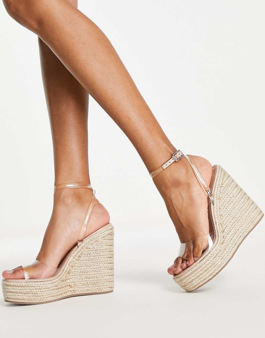 ASOS DESIGN Tasha espadrille wedges in clear Product Image