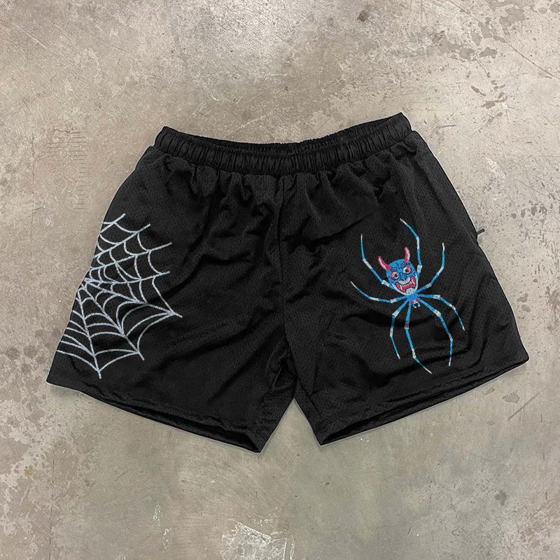 Sopula Spider Graphic Black Mesh Shorts Product Image