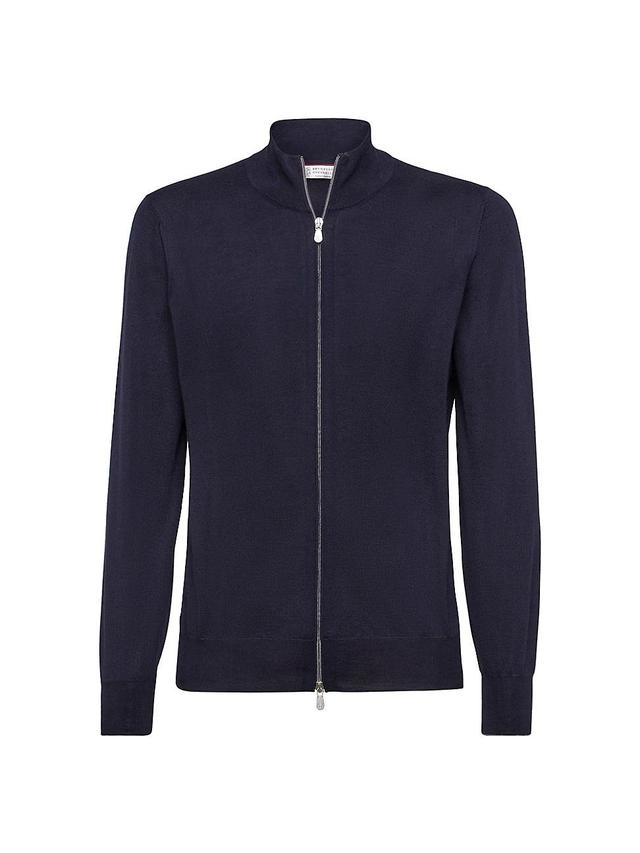 Mens Cashmere and Silk Lightweight Cardigan with Zipper Product Image