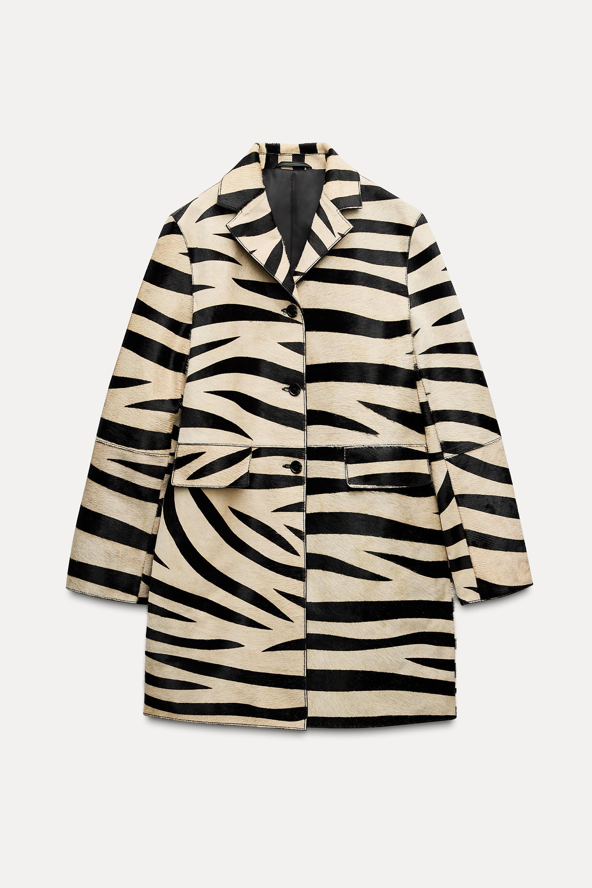 ANIMAL PRINT LEATHER COAT ZW COLLECTION Product Image