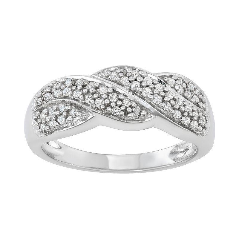 10k White Gold 1/4 Carat T.W. Diamond Twist Ring, Womens Product Image