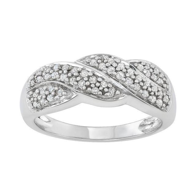 10k White Gold 1/4 Carat T.W. Diamond Twist Ring, Womens 10k Whgold Product Image