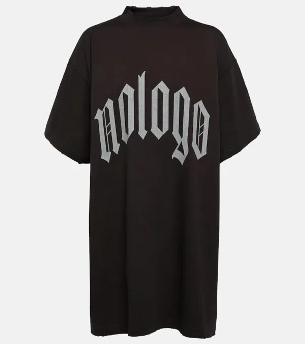 BALENCIAGA Printed Cotton Jersey T-shirt In Black Product Image