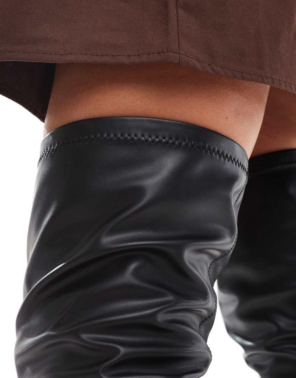 Public Desire Acquaria over the knee boots in black Product Image