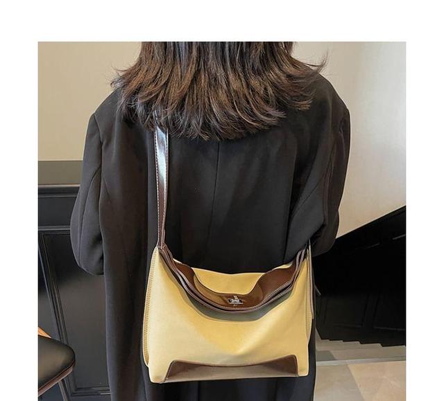 Faux Leather Panel Crossbody Bag Product Image