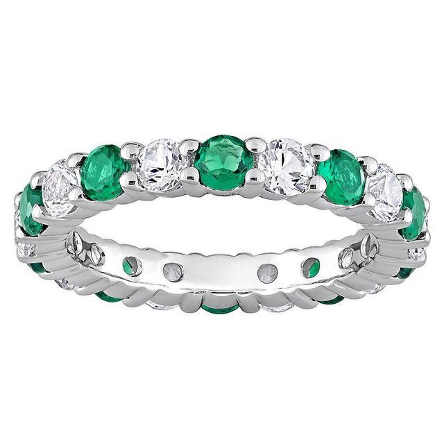 Stella Grace Sterling Silver Lab-Created Emerald & Lab-Created White Sapphire Eternity Ring, Womens Green Product Image